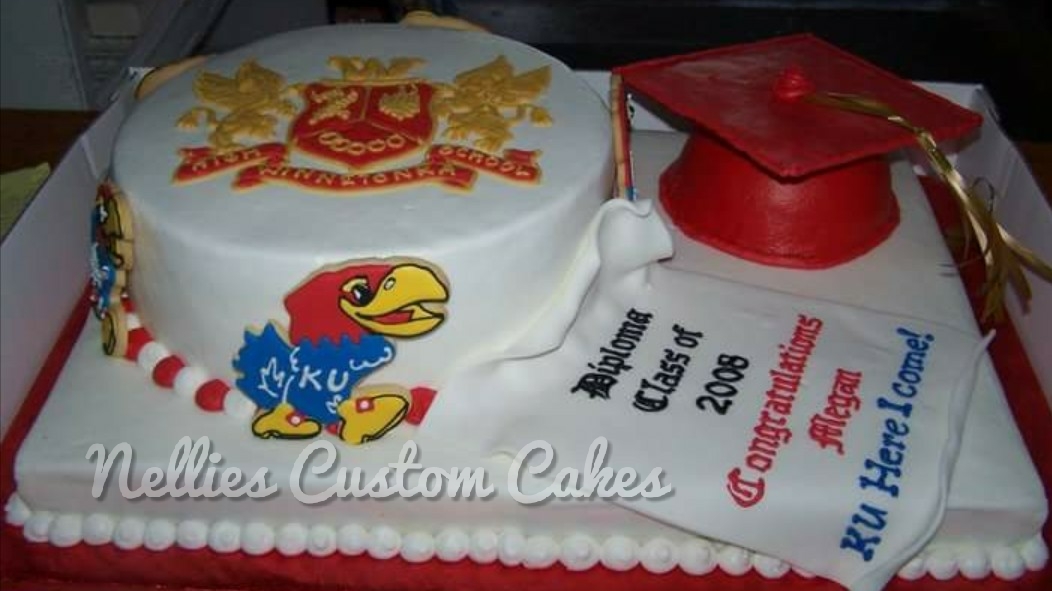Graduation Jayhawk stacked cake buttercream Kansas City