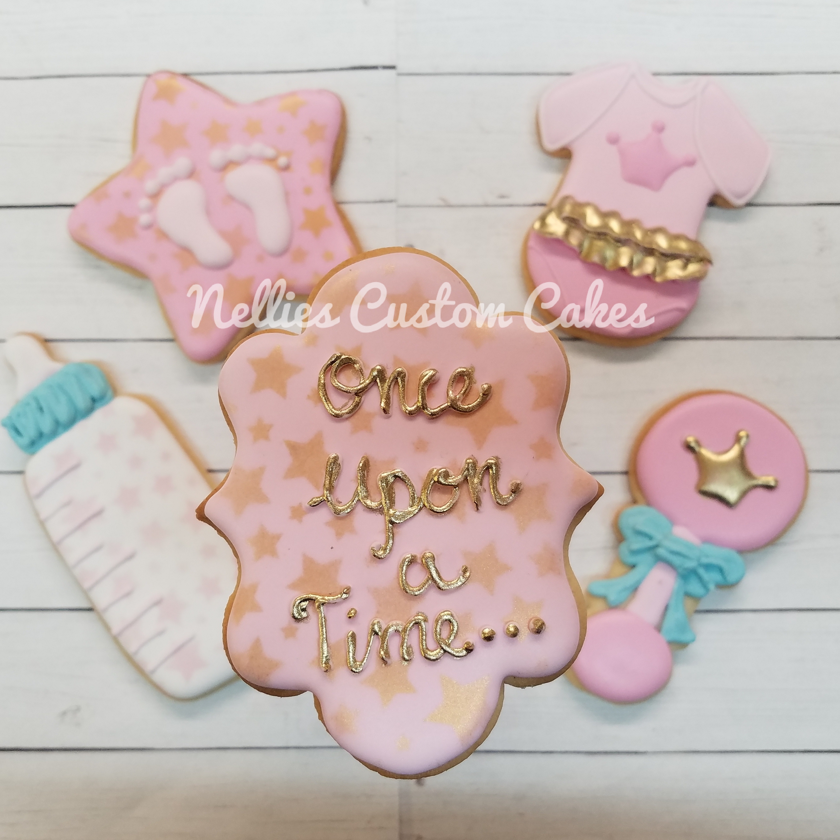 Gold pink girl baby shower cookies, designer cookies, royal icing, custom cookies, fresh baked - Kansas City