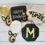 Forty birthday gold balloon, designer cookies, royal icing, custom cookies, fresh baked - Kansas City