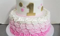 Gold pink first birthday cake buttercream - Nellie's Custom Cakes, Kansas City
