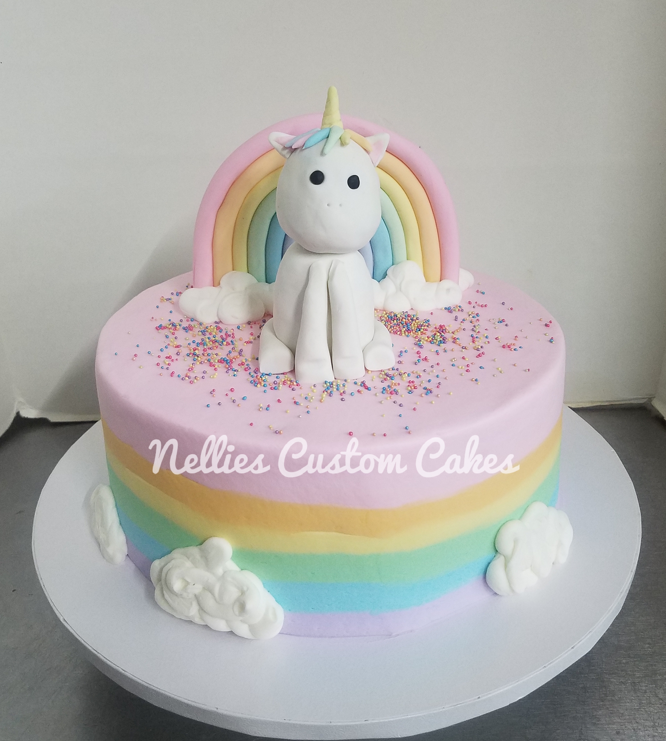 Unicorn rainbow buttercream cake - Nellie's Custom Cakes, Kansas City
