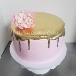 Gold drip pink buttercream cake - Nellie's Custom Cakes, Kansas City