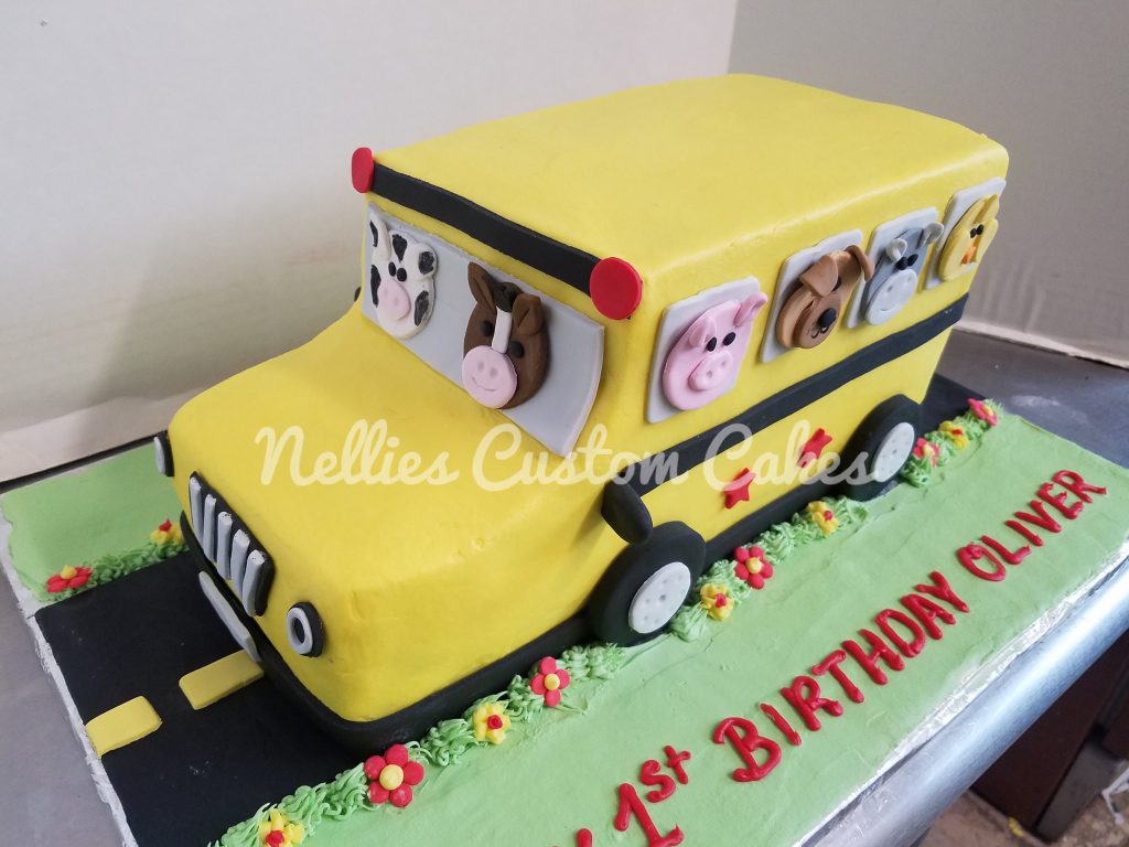 3D carved school bus cake - Nellie's Custom Cakes, Kansas City