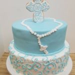 Cross and tiered christening cake - Nellie's Custom Cakes, Kansas City