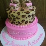 Cheetah buttercream baby shower tiered cake - Nellie's Custom Cakes, Kansas City