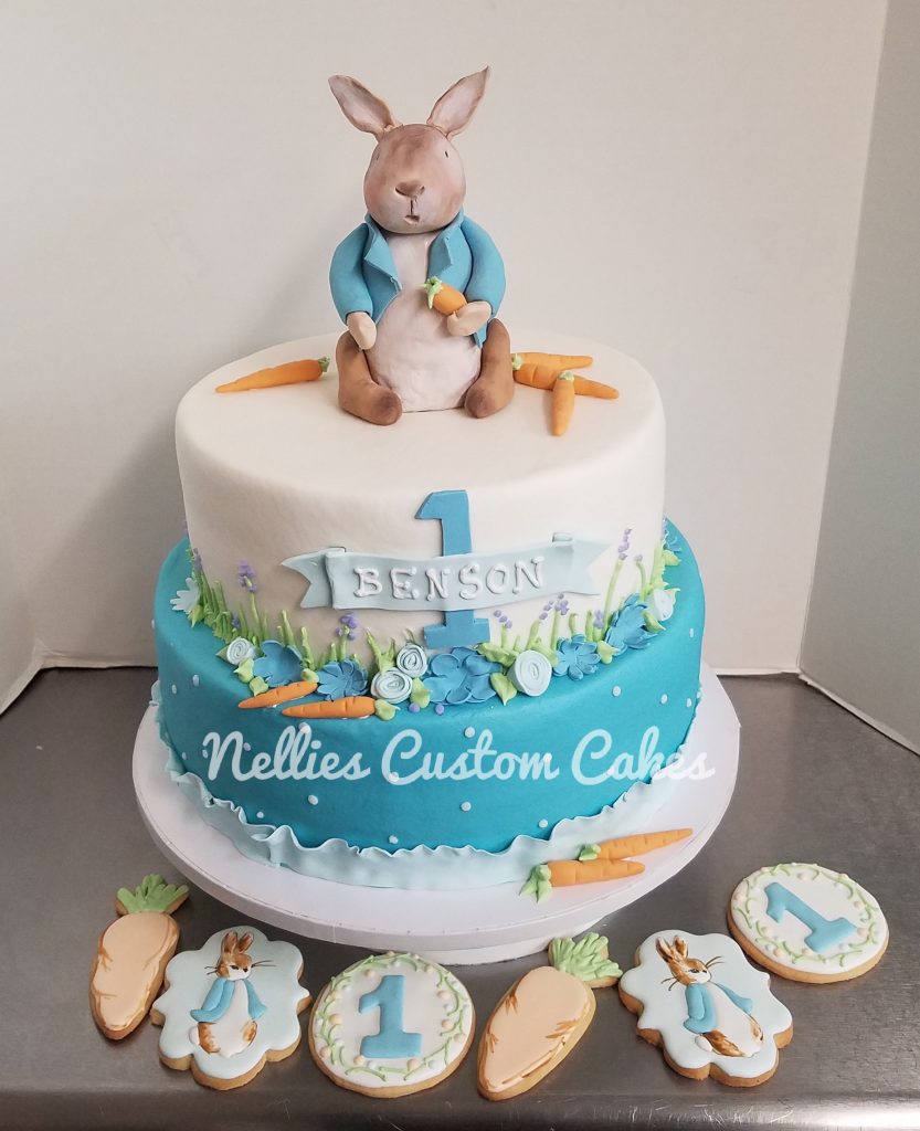 Peter rabbit tiered cake - Nellie's Custom Cakes, Kansas City