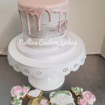 Pink drip semi iced cake - Nellies Custom Cakes, Kansas City