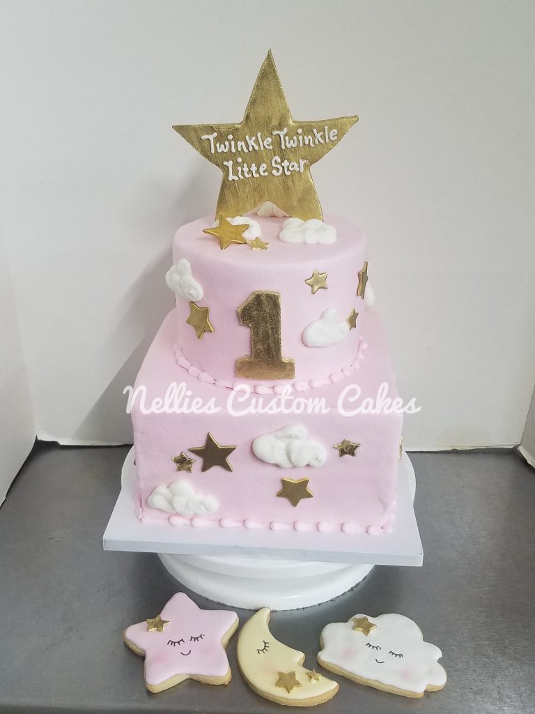Twinkle twinkle little star pink girly buttercream cake - Nellie's Custom Cakes, Kansas City