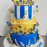 Tiered boys first birthday cake - Nellie's Custom Cakes, Kansas City